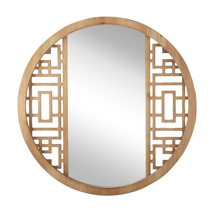 Miroir rond 60 cm en bois clair FIRMINY