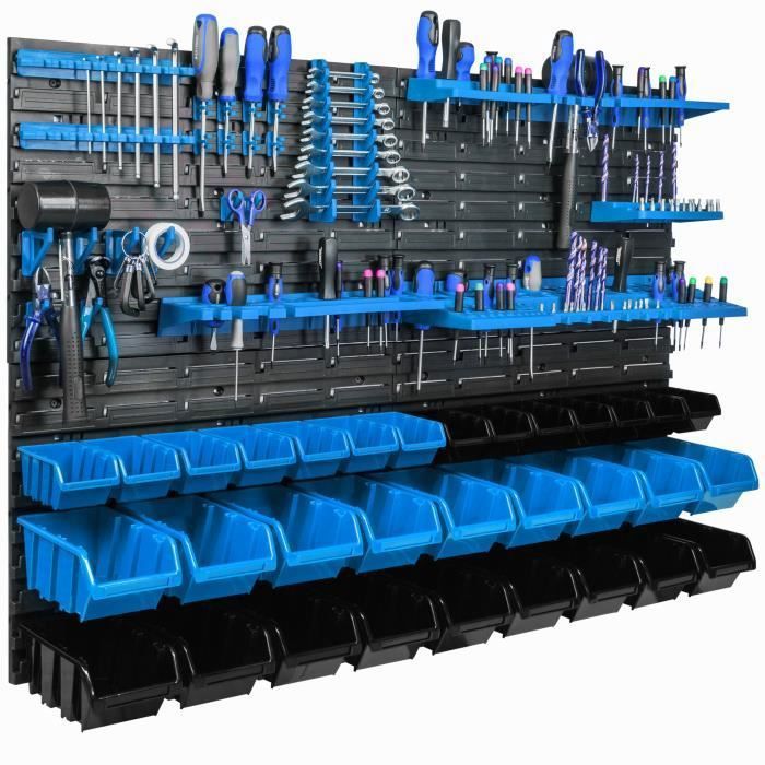 Boîtes de rangement - BOTLE - 32 pcs - Couleurs bleu et noir - Dimensions variées - Plastique durable