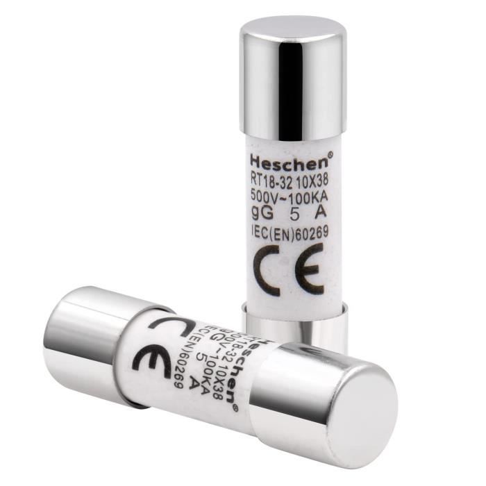 Heschen 10 Stück Zylindrische Keramikrohrsicherung RT18-32 (RO15) 10x38mm 10A 500V CE