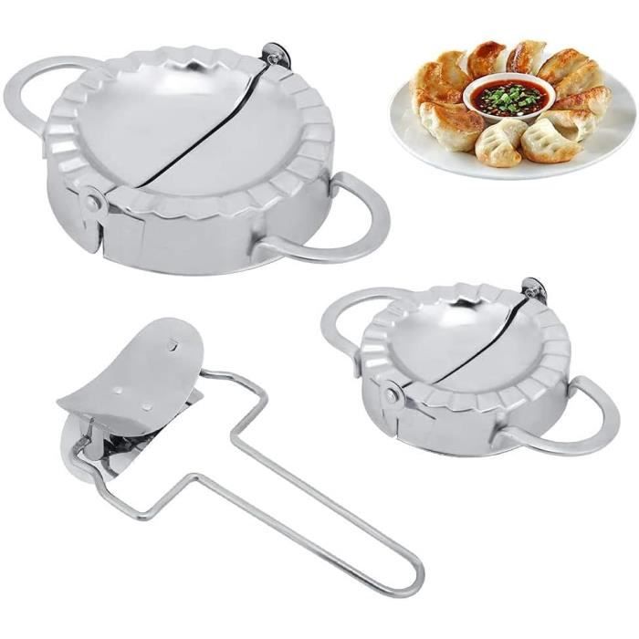 Lot 6 Moules à Raviolis Acier Inoxydable - Kit Dumpling Maker + Coupe Rond, Presse Boulettes Facile Et Rapide