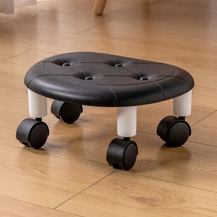 Tabouret Roulant Qianly - Siège Mobile Avec Roulettes - Cuir PU Bleu