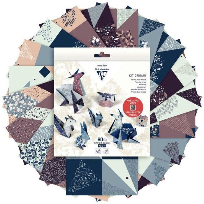 Lot De 5 Pochettes 60 Feuilles Origami Thème Faune Marine - 3 Formats Avec Tutoriel Vidéo Tortue Crabe Poisson Hippocampe