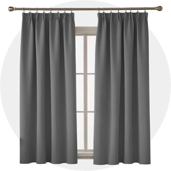 Deconovo Lot De 4 Rideaux Occultant Thermique Galon Fronceur Anti Chaleur 140x175cm Gris Clair Achat Vente Rideau Cdiscount