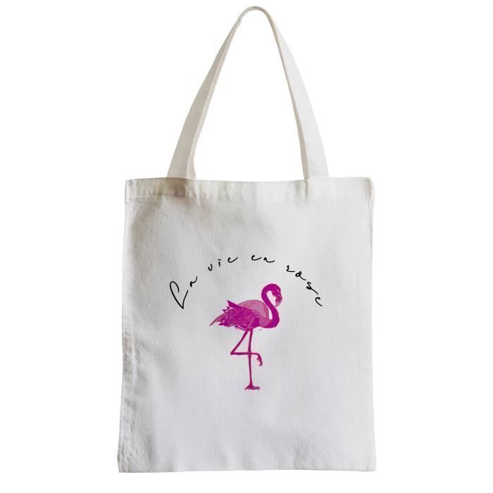 Sac plage deals flamant rose
