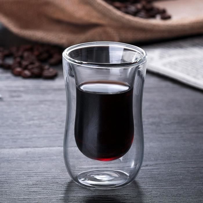 Tasses à Café En Verre Chat - Lot De 2 - 130 Ml - Double Paroi - Cadeau Mignon Pour Amoureux Des Chats
