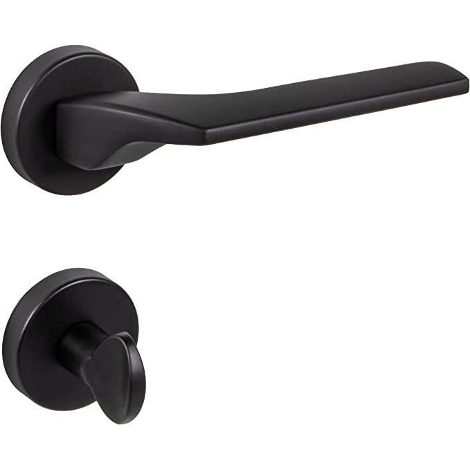 2 Poignées Sur Rosace Brunella/Edison Alpertec, Acier Noir Sans Trou