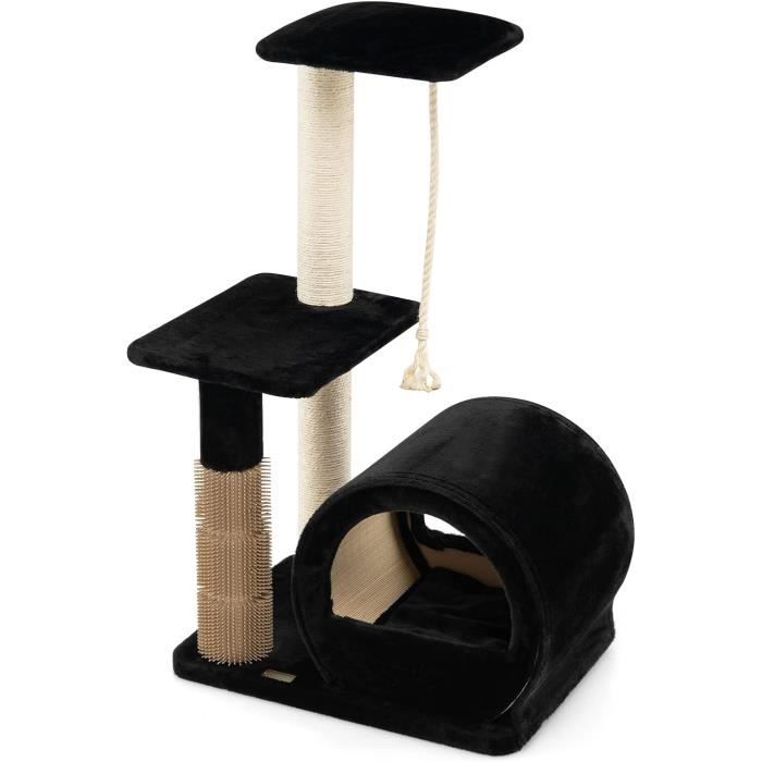 Meilleurs prix pour GOPLUS Arbre à Chat 93CM à 3 Niveaux avec Grattoir en Sisal, Perchoir, Plateforme de Saut, Centre d'Activités pour Chats, Noir
