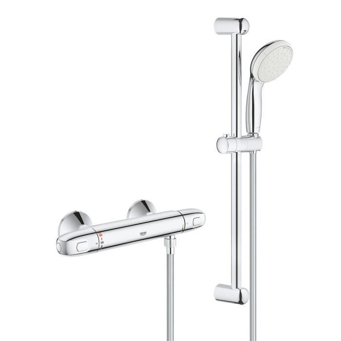 Ensemble de douche GROHE Grohtherm 1000 Mitigeur thermostatique Barre New Tempesta 60 cm Douchette 2 jets