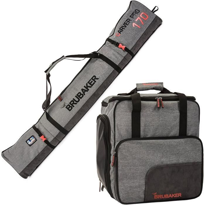 BRUBAKER Carver Performance Set de Ski Housse a Skis et Sac a Chaussures de Ski 170 cm Noir Gris Cdiscount