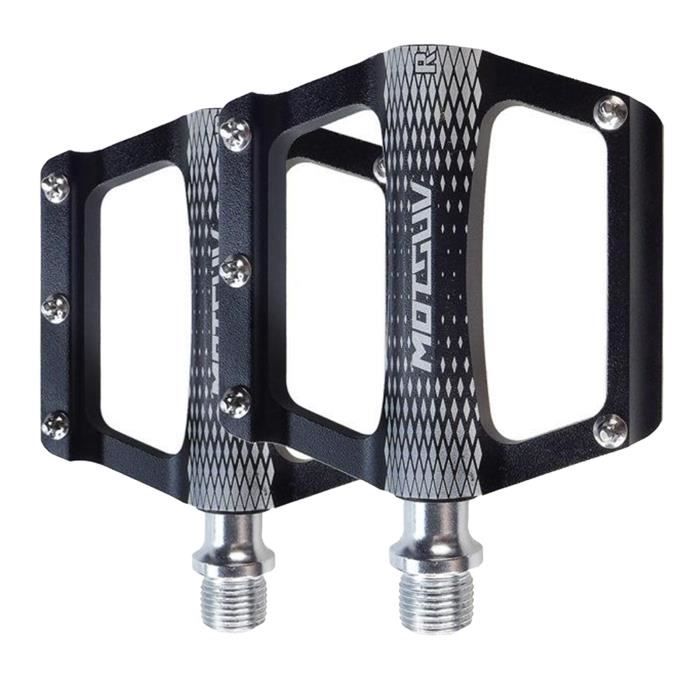 Pedales de velo 9 16 pour vtt velo de route pedale plate anti derapant universel leger en alliage d aluminium Noir Cdiscount Sport