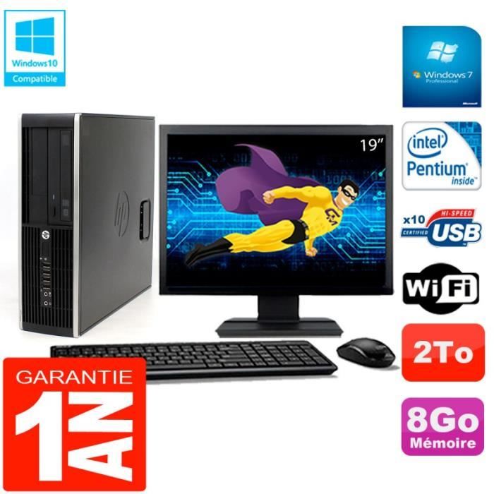 PC HP Compaq Pro 6200 SFF Ecran 19 Intel G840 8Go 2To Graveur DVD Wifi W7