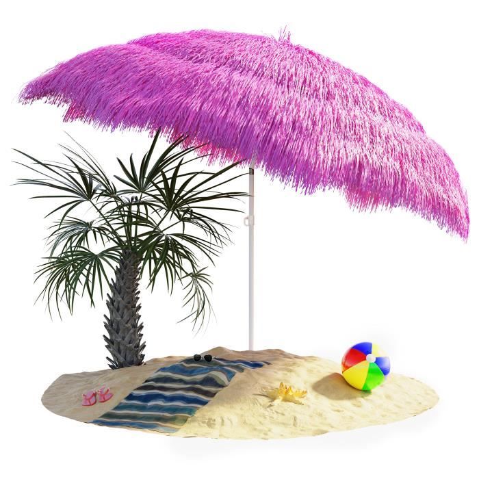 KINGSLEEVE® Parasol inclinable Hawaii 192 cm rose Parasol de plage Ø 160 cm réglable Jardin terrasse extérieur