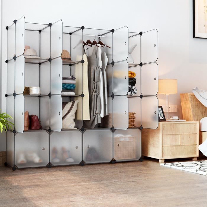 Langria 16 Cube Modulaire De Stockage Penderie Plastique