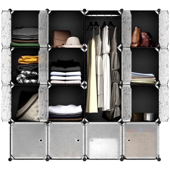 Armoire De Chambre Langria 16 Cubes Armoires Etageres Plastique