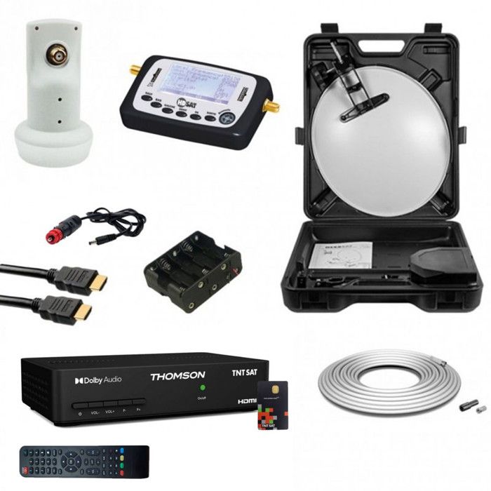 Kit Parabole Satellite 40cm + LNB Single - Pour Camping-Car Ou Maison - Réception HD Et 4K