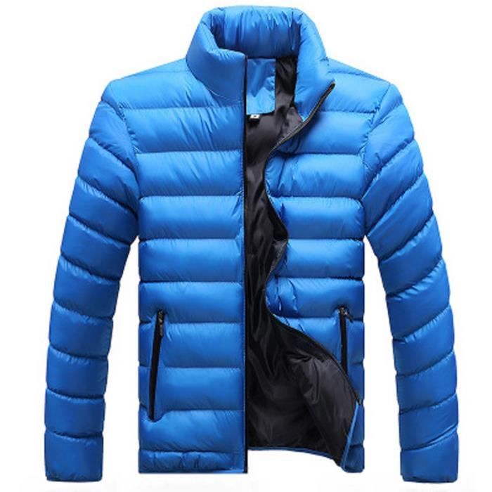Doudoune homme Couleur unie Col montant Doudoune Automne et hiver Epaissir Doudoune homme legere Doudoune polyvalente decontractee Bleu clair Cdiscount Pret a Porter