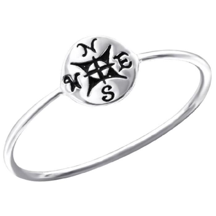 Bague Anneau Rose Des Vents 4 Directions Nord Est Sud Ouest Argent