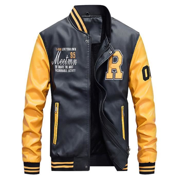 Veste homme de marque Veste en cuir PU Veste grande taille