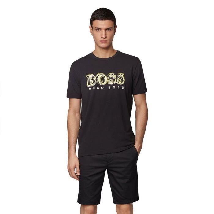 T-shirt en jersey de coton à logo imprimé Coton BOSS by HUGO BOSS pour homme en coloris Noir Homme T-shirts T-shirts BOSS by HUGO BOSS 