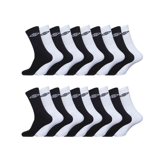 Umbro Chaussette homme, chaussettes hautes homme, multi-sport (Lot de 20) - noir, blanc taille 39/42