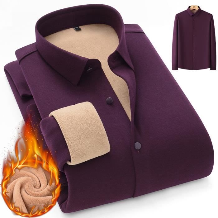 Chemise Homme Hiver Velours Doublée polaire Manches longues Chaud