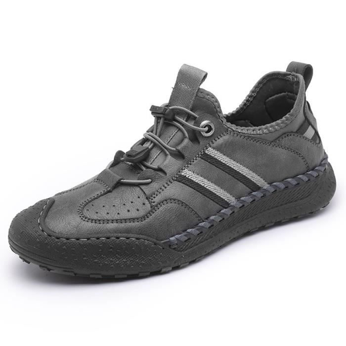 INSFITY Baskets Homme Simili cuir Aération Anti-dérapant - INSFITY - Gris - Lacets - Plat