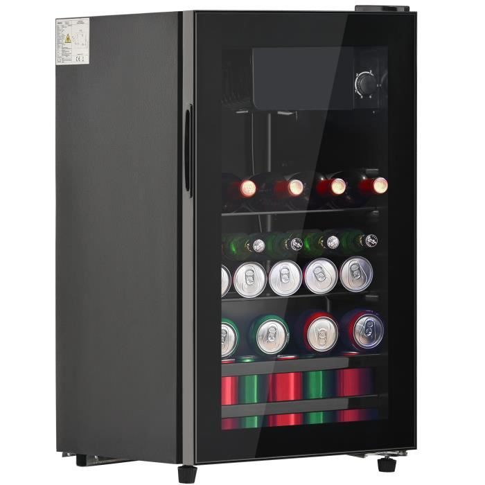 Mini réfrigérateur 76L Noir - JAERLIUB - 3L+73L - Efficacité énergétique de classe E - Etagères Réglables