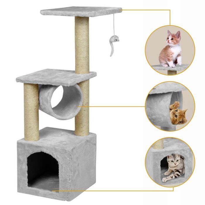 Arbre A Chat 90cm De Maison 3 Couches Simple Cdiscount Animalerie