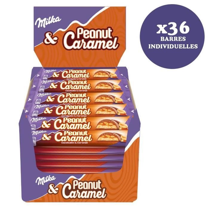 Milka Peanut Caramel Barre Au Chocolat Au Lait Et Eclats De Cacahuetes Au Caramel Presentoir De 36 Barres X 37 G Cdiscount Au Quotidien