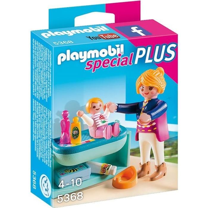 PLAYMOBIL Maman avec bebe et table a langer Special Plus 2 personnages et accessoires inclus Cdiscount Jeux Jouets