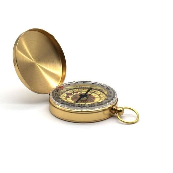 Boussole De Poche Étanche En Laiton - Boussole Montre Extérieure, Fluorescente, Pour Randonnée Camping