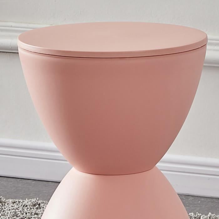 Tabouret Rond Pour Enfant Motif Fleur Rose - Hauteur 33 Cm, Rembourré, En Polyester Et Bois - Déco Chambre D'enfant
