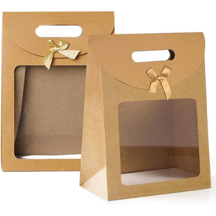 20 Pi ces Sac Cadeau avec Fenetre Bo te de Cadeau en Papier Kraft