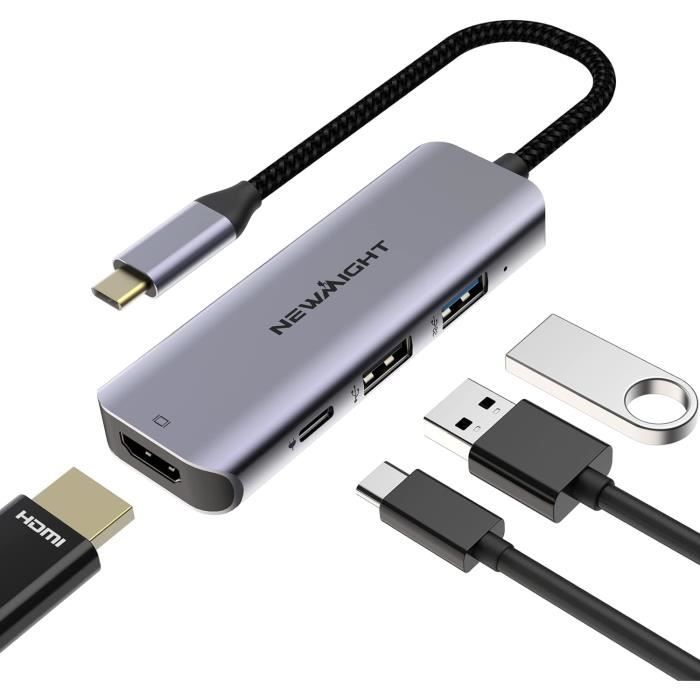 Hub USB-C Newmight 4-en-1 - HDMI 4K, PD 100W, USB 3.0 - Pour MacBook, IPad, Steam Deck