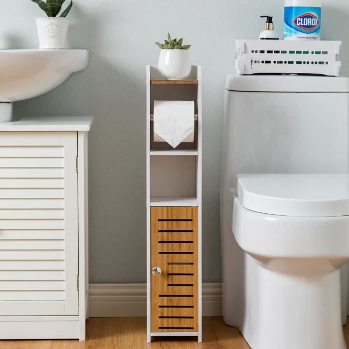 Armoire Salle De Bain étroite Avec Porte-rouleau - Rangement Pratique Pour Petits Espaces, Chromé - 5