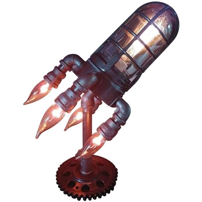 Veilleuse Fusee Steampunk Lampe De Table Retro Avec Flamme Led Cadeaux D Anniversaire Pour Adultes Et Enfants Cdiscount Maison