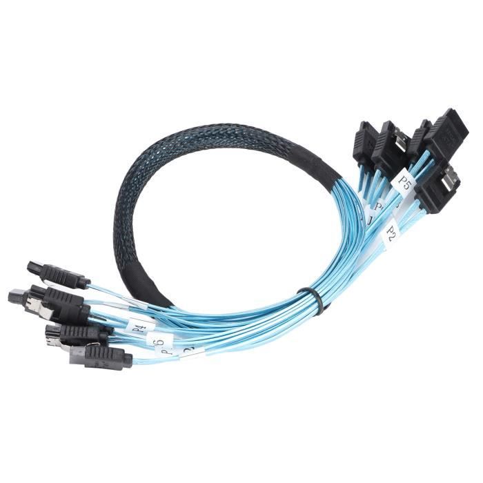 Câble Plat SATA III 6 Gbps Equip 0,50 M – Connecteurs 7 Broches Avec Clips Métal (or, Nickelé)