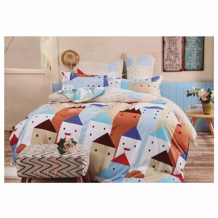 Tempsa Parure Linge De Lit Housse De Couette Imprime Petite Ville Coton M Achat Vente Housse De Couette Et Taies Prolongation Soldes Cdiscount