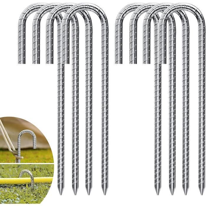 Lot De 12 Ancrages De Tente Pour Sols Durs - 25 Cm - En Acier Galvanisé