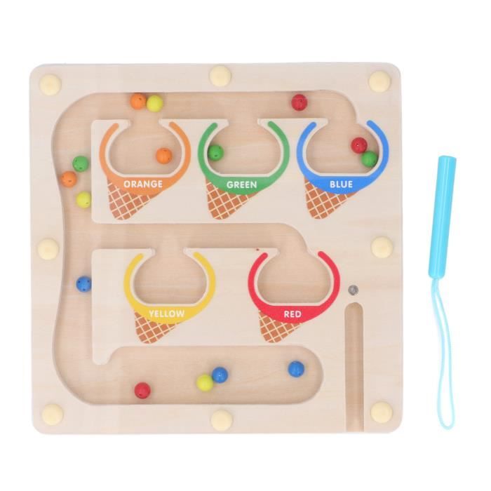 Labyrinthe Magnétique En Bois – Apprendre Les Couleurs Et Chiffres, Jeu Montessori 2-6 Ans