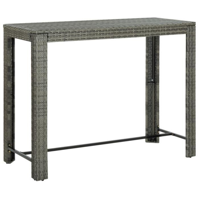 "SALE 2024" Table de bar de jardin - JMS - Gris 140,5x60,5x110,5 cm Résine tressée 65,21,Kg