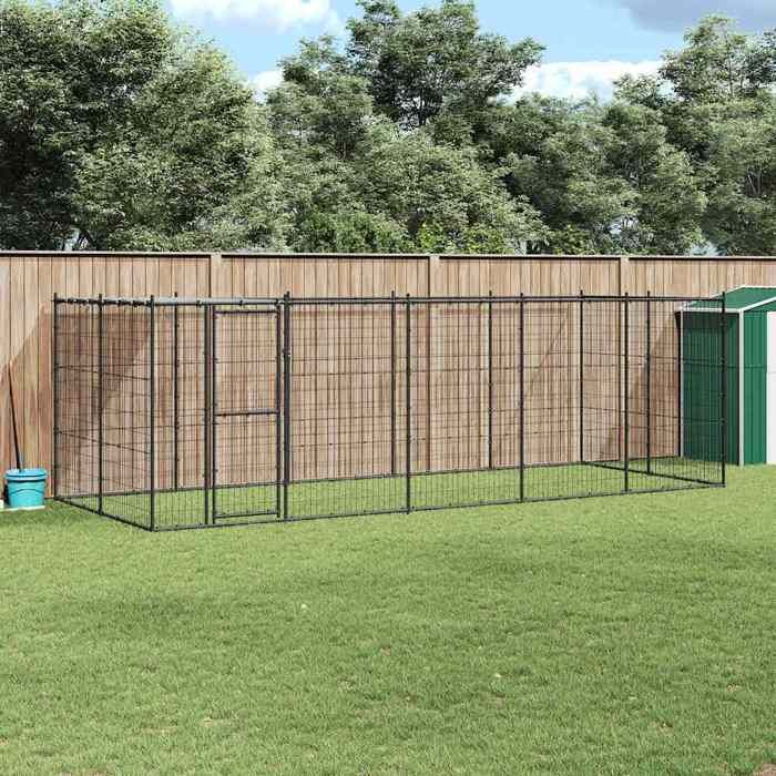 vidaXL Chenil avec toit 12 1 mÂ² Acier