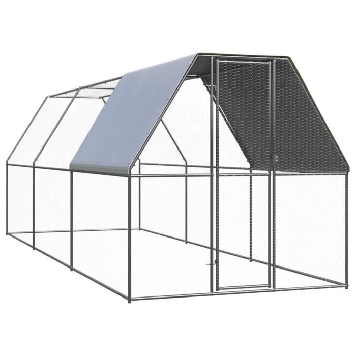 vidaXL Poulailler d'extérieur 2x6x2 Acier galvanisé
