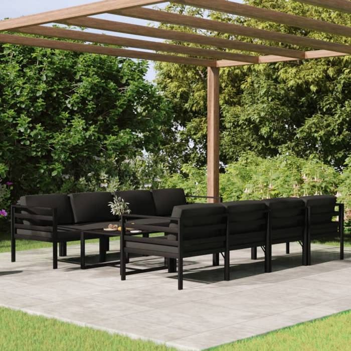 VidaXL Salon de jardin 9 pièces avec coussins