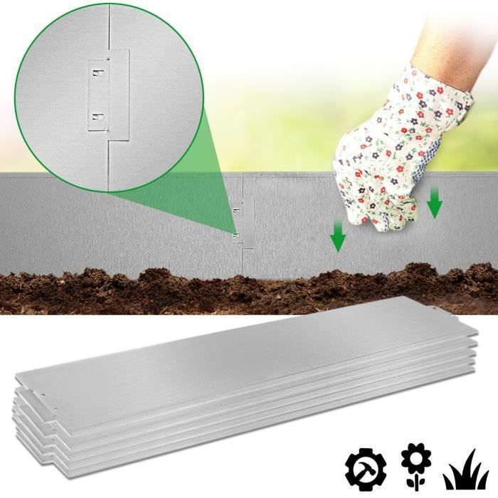 Bordure De Pelouse En Métal Galvanisé – 5 M, Hauteur 15 Cm – Flexible Pour Parterres De Fleurs Et Potager - 4
