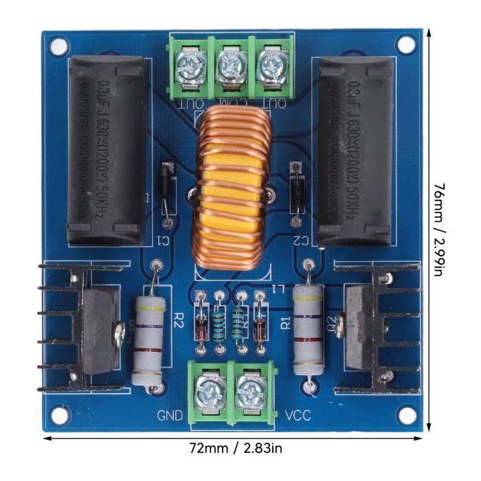 Module ZVS Haute Tension 12-30V – Carte Pilote Bobine Induction Chauffage Puissant Avec Dissipateur Graphique