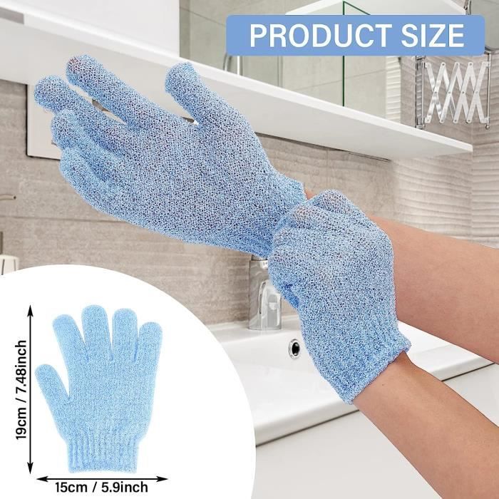 2pcs Gant exfoliant, gants exfoliants de bain pour douche, gant de douche  de gommage corporel double face Microfibre