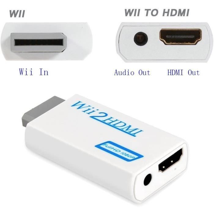 Adaptateur HDMI pour Nintendo Wii - Prise jack 3,5 mm incluse