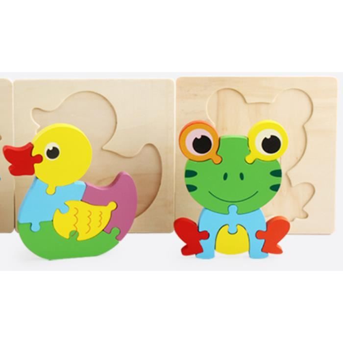 4 pcs Puzzles en Bois pour Enfants, Montessori Jouet Bebe, Animal ...