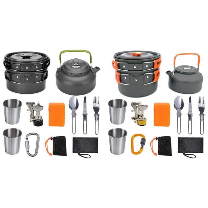 Set De Casseroles Camping 1,3L Et 2,3L - Bouilloire Aluminium Pliable - 1-2 Personnes